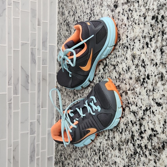 Gray Blue & Orange Nike Downshifter 5 Running Shoes sz 8 sneakers 537571-022 - Picture 1 of 6